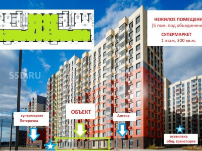 Москва, пос. Филимонковское, д. Середнево Цветочные Поляны Экопарк, к2 / 300 м2 /  Продажа Торгового помещения с арендатором Дикси